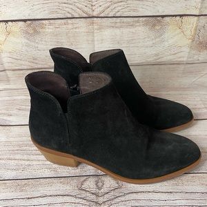 Garnet Hill Alessandra Italian Suede Ankle Boot Black 9